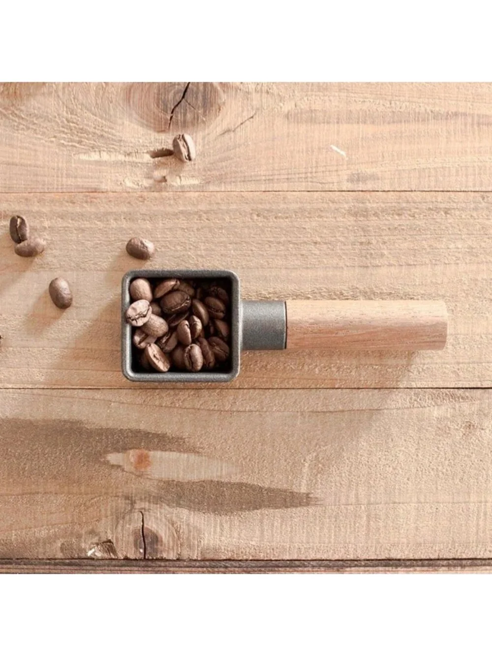 Aesthetic Coffee Scoop with Walnut Handle - Cast Iron Measuring Spoon, Magnetic